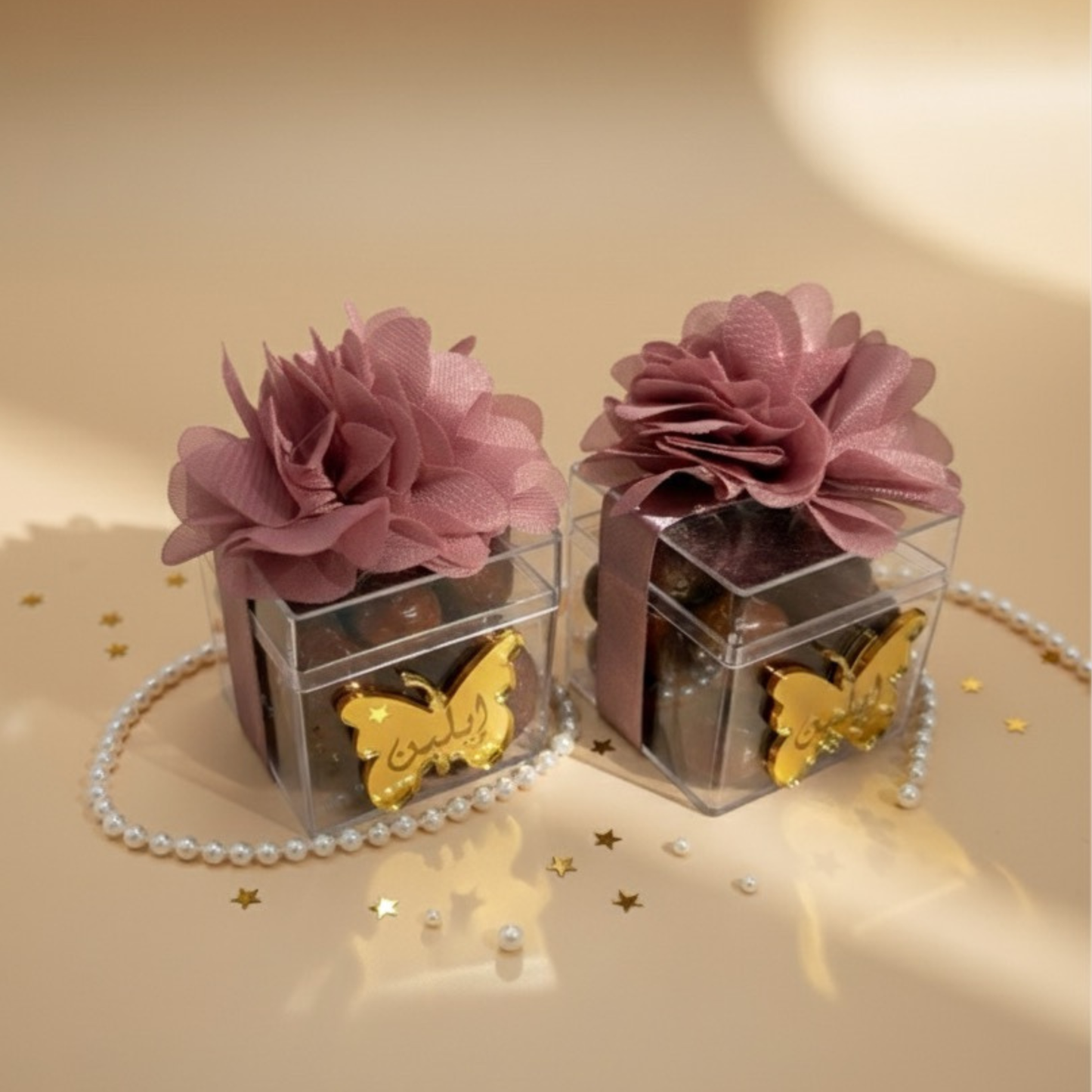 Custom Acrylic Box with Hazelnut Chocolate Balls