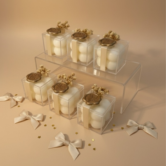 Bubble candle cream and gold color